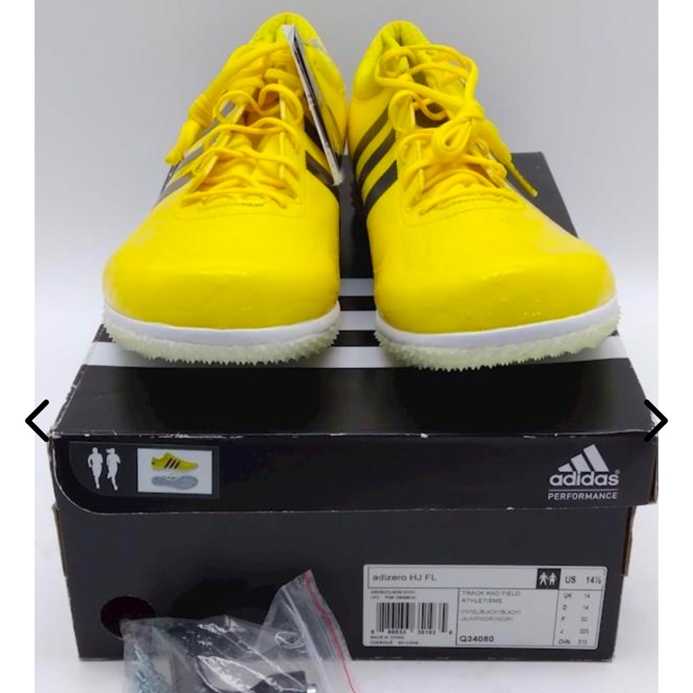 Men's ADIDAS Yellow Black Track Shoes 14.5 NIB